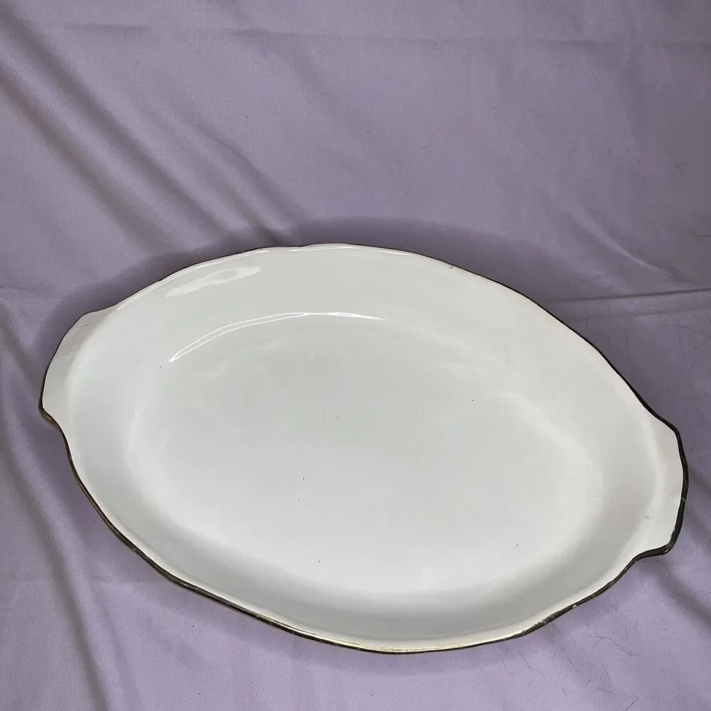 Vintage CERAMICHE TADINATE ITALY White Baking Casserole Serving Vessel Dish #F43